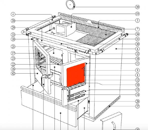 Wamsler K134F/A Sichtscheibe innen Heiztür