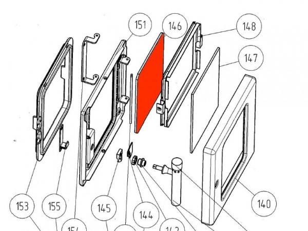 Wamsler K128F Sichtscheibe innen Heiztür