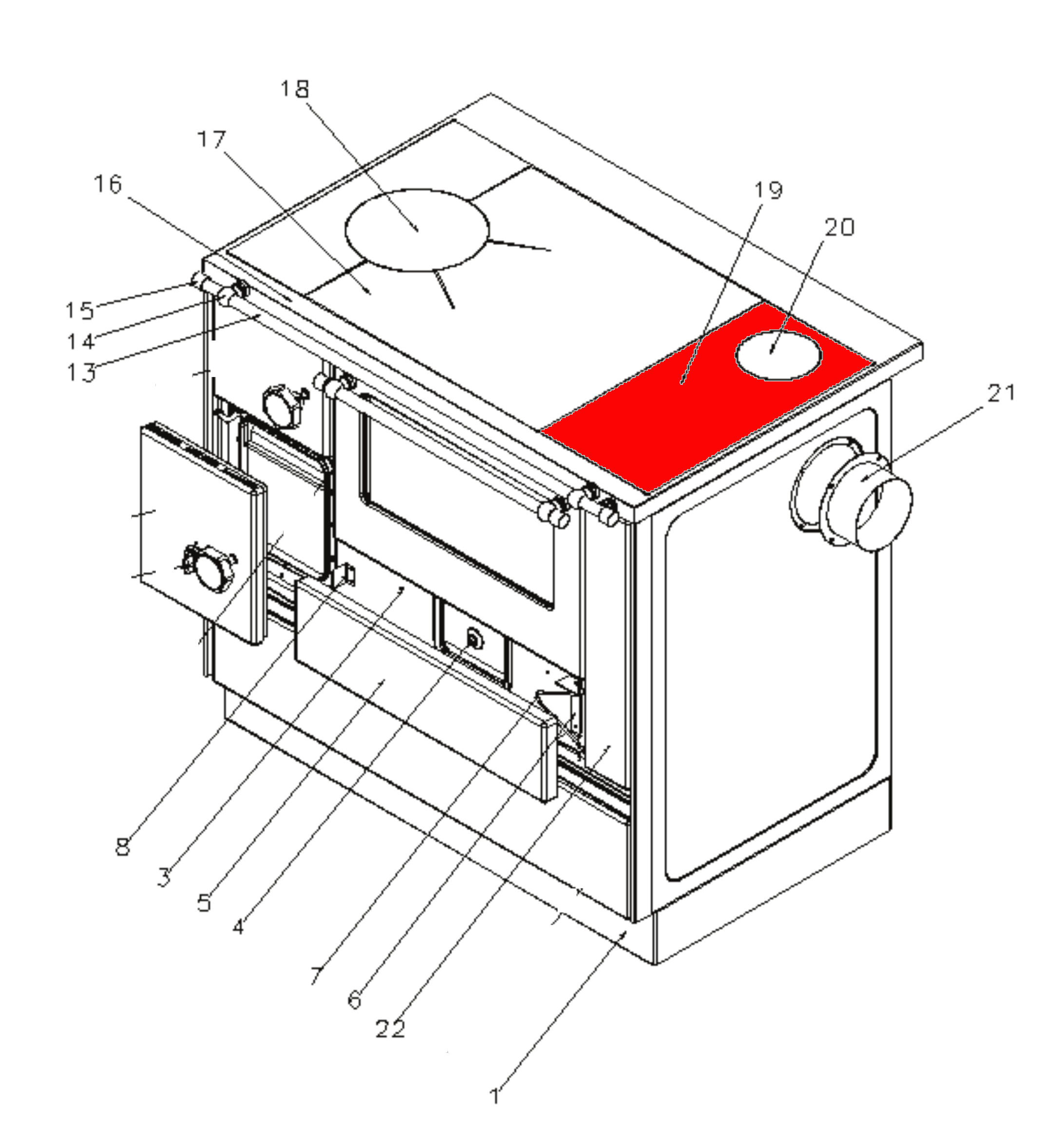 Wamsler K176F/A-90 Rauchlochherdplatte Stahl